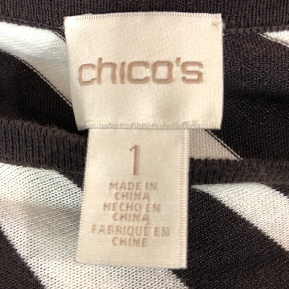 Chico's Brown And White Sweater With Tie At Bottom Size 1 - Picture 4 of 5